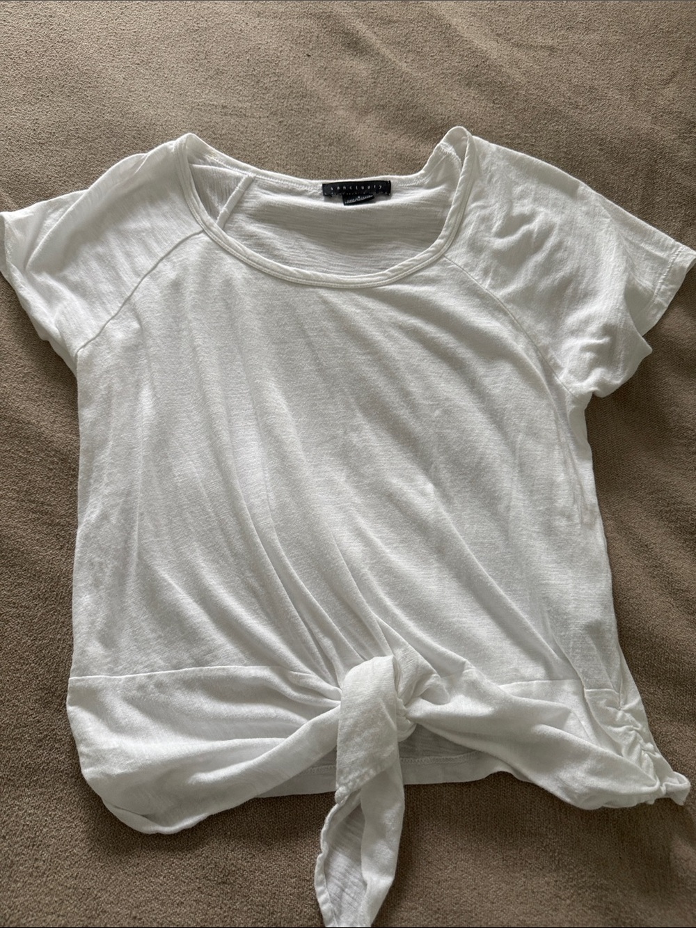 Sanctuary White Tie-Front Crop Top